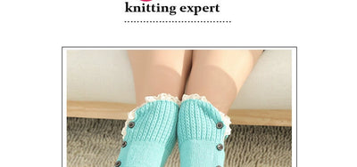 Women's Lolita Autumn Japanese-Style Wool Button Socks