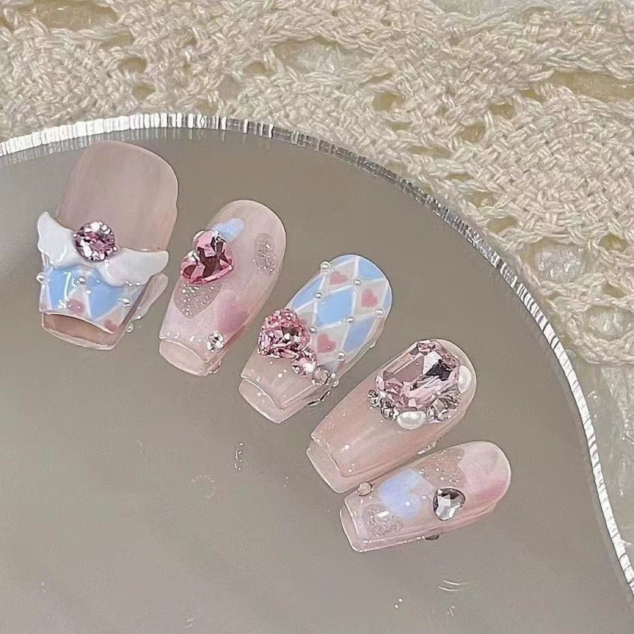 [Pretty Girl Sweetheart] Cute Funny Sweet Cool Millennium Sexy Y2g Soft Glutinous Niche Style Wear Nail Finished Manicure