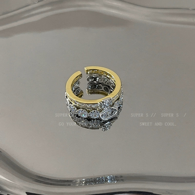 Super Flash Queen Mother Earth Planet Double-Layer Ring Female Twin Switchable Index Finger Ring Accessible Luxury Classy Simple Bracelet Couple's Ring