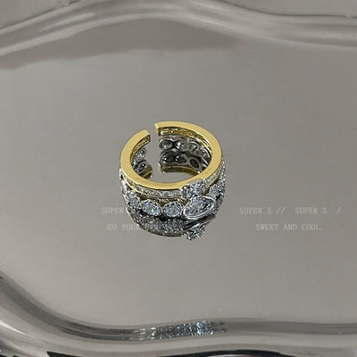 Super Flash Queen Mother Earth Planet Double-Layer Ring Female Twin Switchable Index Finger Ring Accessible Luxury Classy Simple Bracelet Couple's Ring