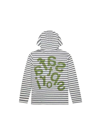 Sweet Potato Oni Homemade 2024 Spring Niche Style Safari Stripes Hooded Letter-Print Y2g Loose Long Sleeves