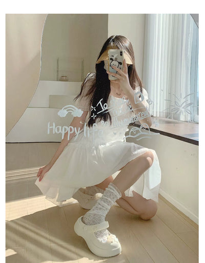 Thin Strip Sweet Rhinestone Mary Jane Sandals Fairy Style Fashion Summer Outwear Holiday Sandals Hole Shoes