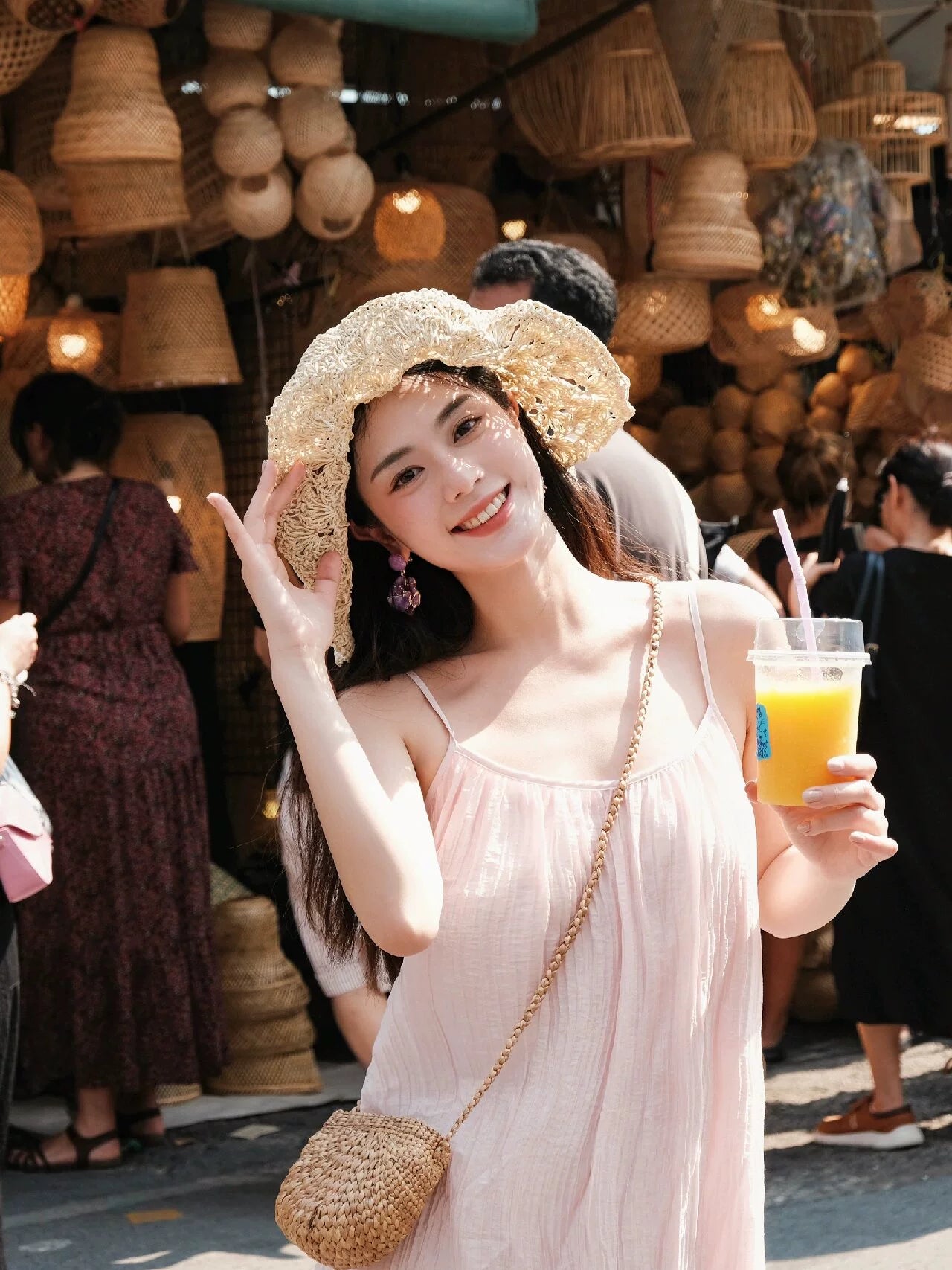Women's Summer Outdoor Sunshade Foldable Bow Straw Hat