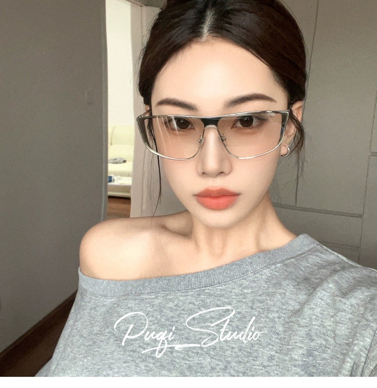 2024 New Autumn New One-Piece Windproof Goggles Y2g Cat Eye Retro Concave Shape Sunglasses Women's Fashionable