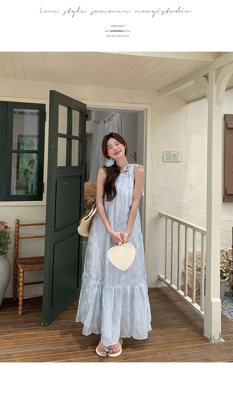 Lazy Vacation Style Dress Summer Elegant Halter