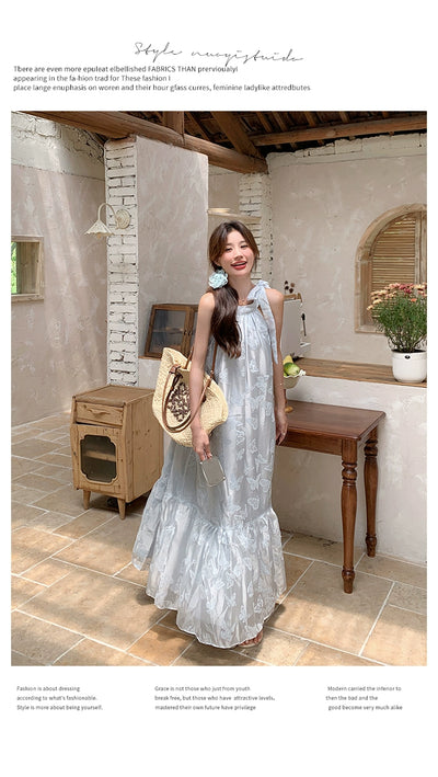 Lazy Vacation Style Dress Summer Elegant Halter