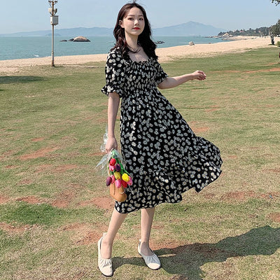 Super Fairy Open Back Chiffon Tea Break French Floral Dress