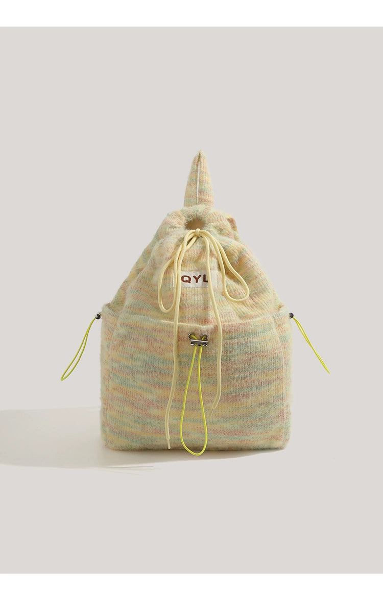 Miearvl Kgds Y2g Millennium Pink Rainbow Backpack 2023 New Large Capacity Woolen Tote Bag