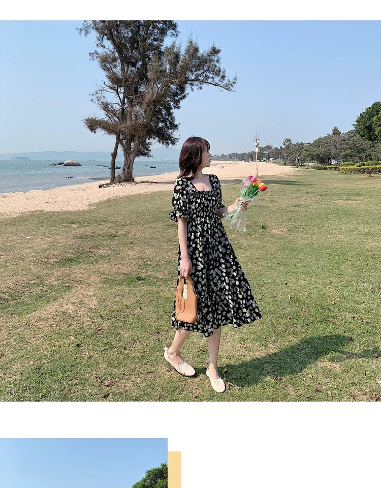 Super Fairy Open Back Chiffon Tea Break French Floral Dress