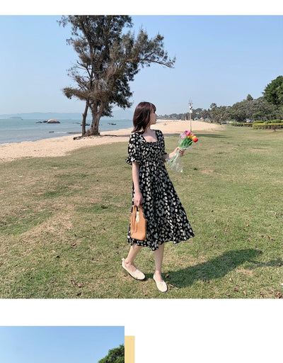 Super Fairy Open Back Chiffon Tea Break French Floral Dress