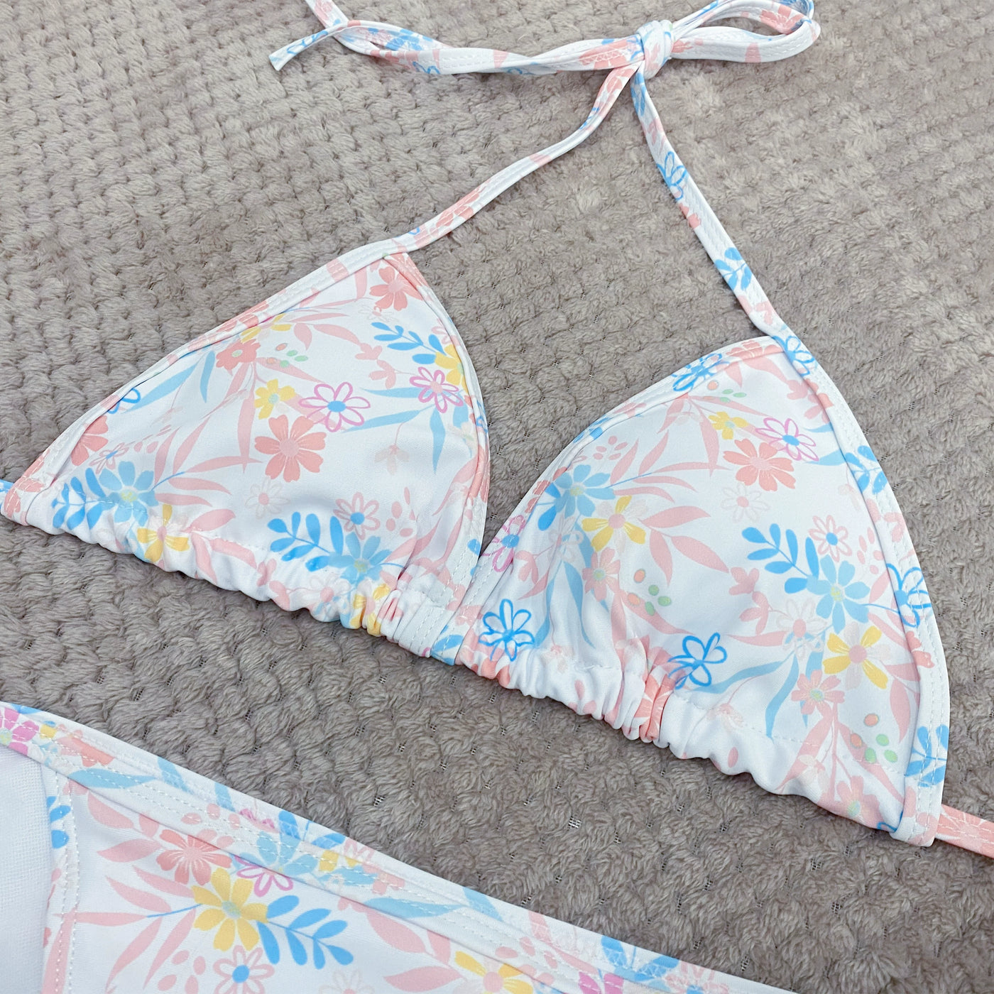 Print Tube Top Bikini Strap Three-Point Bikini Surfing Swimsuit Female Sexy Sanya Vacation Swimwear