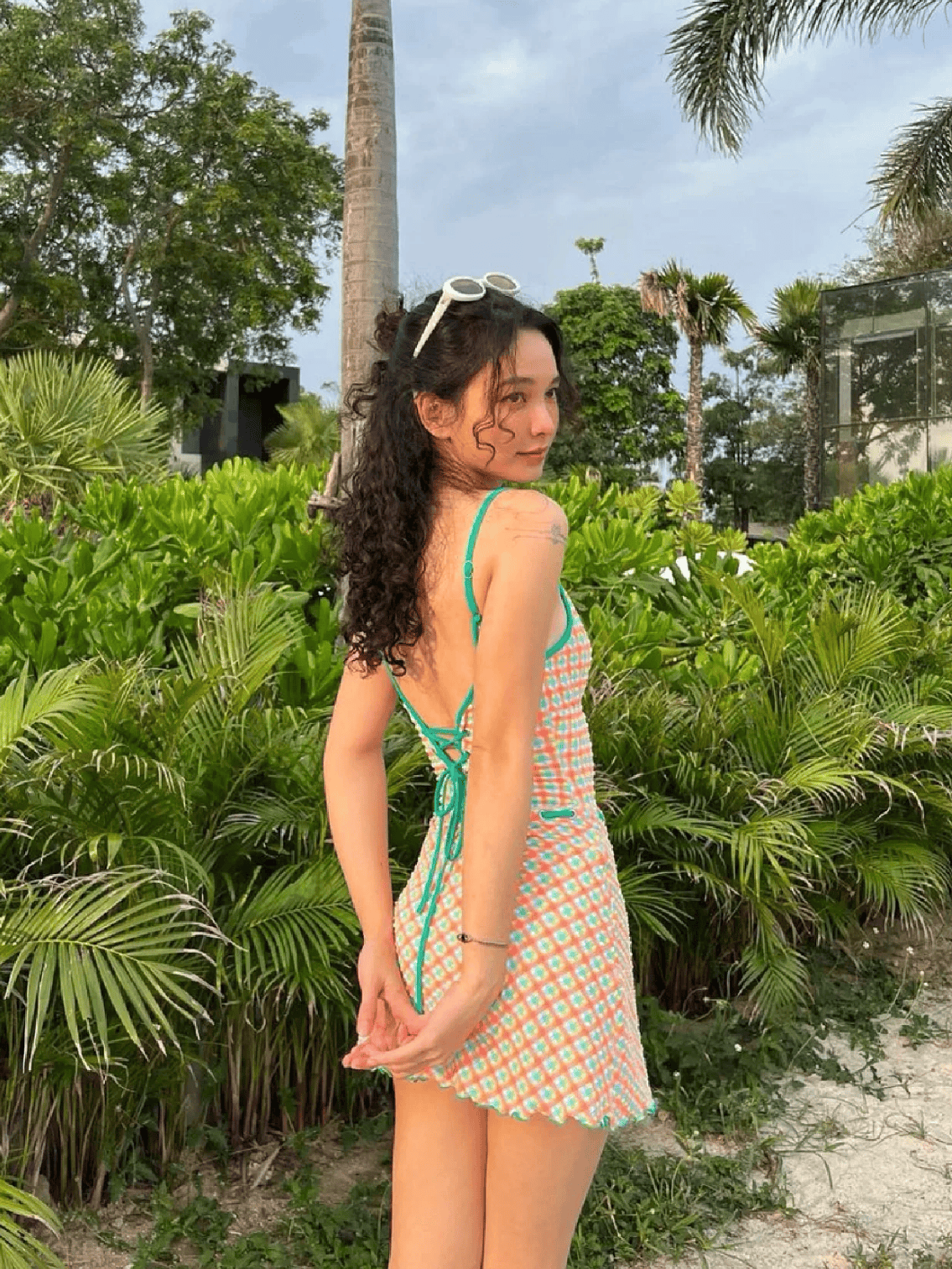 Thailand Gingham Fresh Niche Style Triangle One-Piece Swimsuit