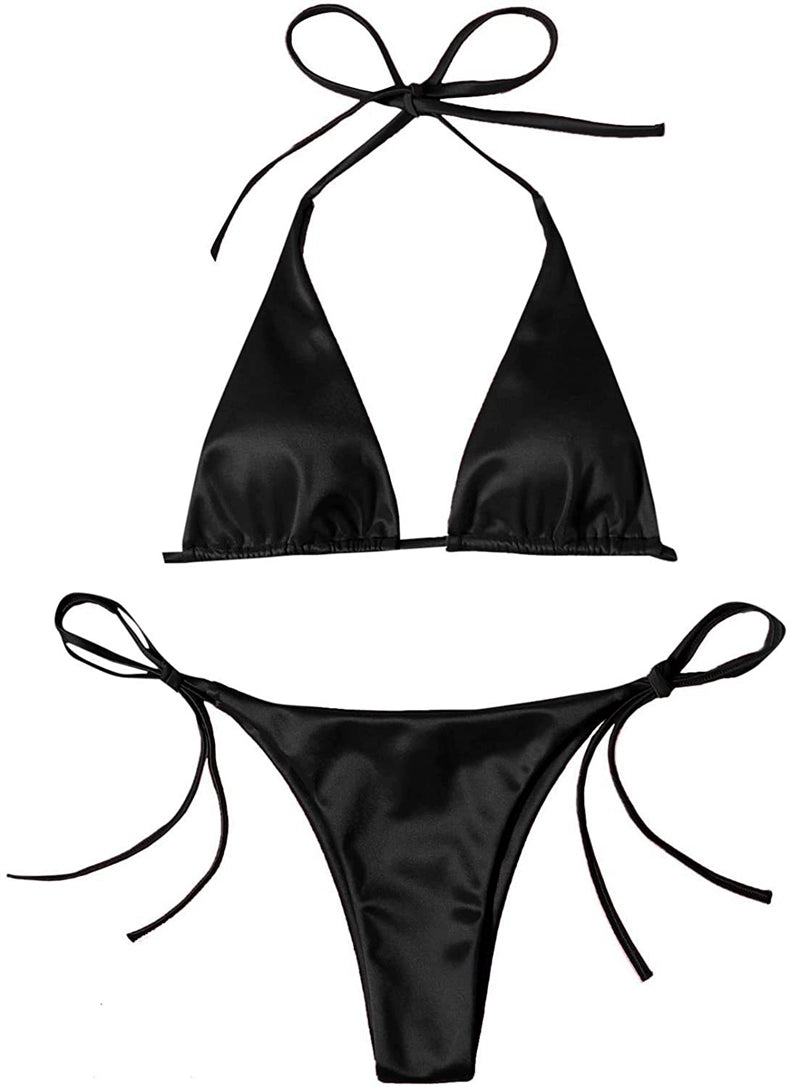 Fashion Sexy Bikini Sexy Golden Three-Point Bikini Shoelace Separates Hot Spring Beach Vacation Swimsuit Women