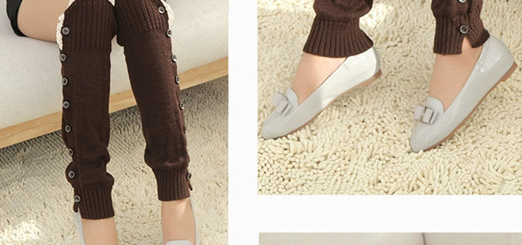 Women's Lolita Autumn Japanese-Style Wool Button Socks