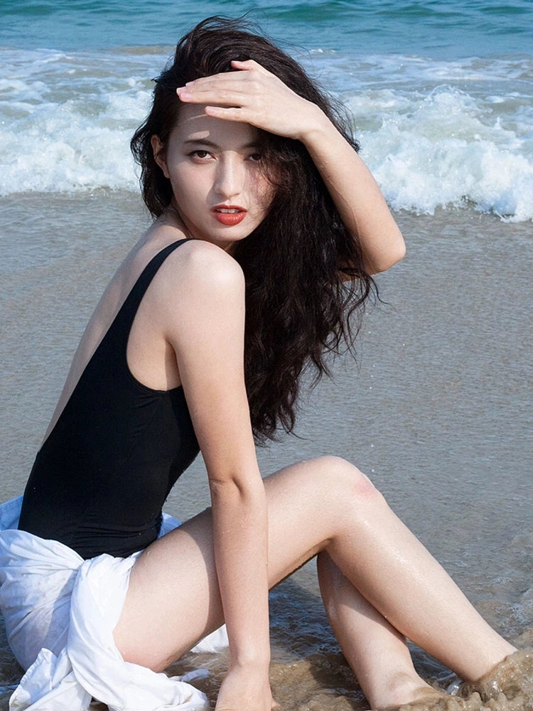 Hot Spring Classic Simple Open Back Outwear Photography Women's Swimsuit
