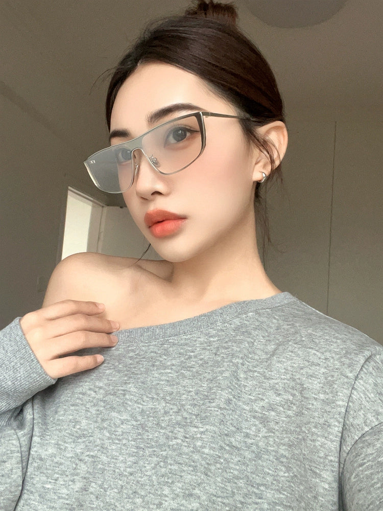 2024 New Autumn New One-Piece Windproof Goggles Y2g Cat Eye Retro Concave Shape Sunglasses Women's Fashionable