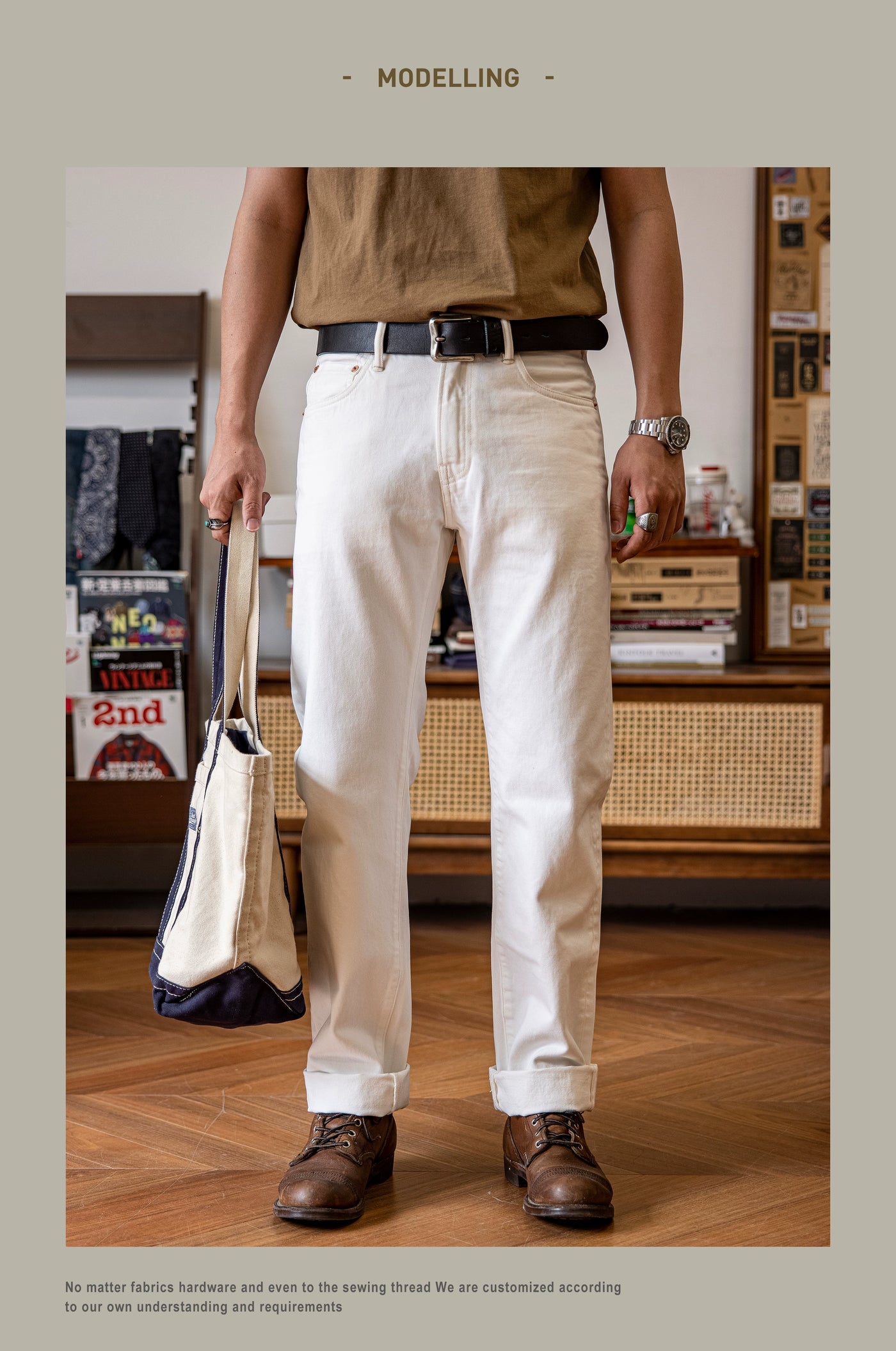 710-0003 Heavy Weight Indigo Selvage Washed 14oz Pants Sanforized Thick Raw Denim Jean Red Tornado
