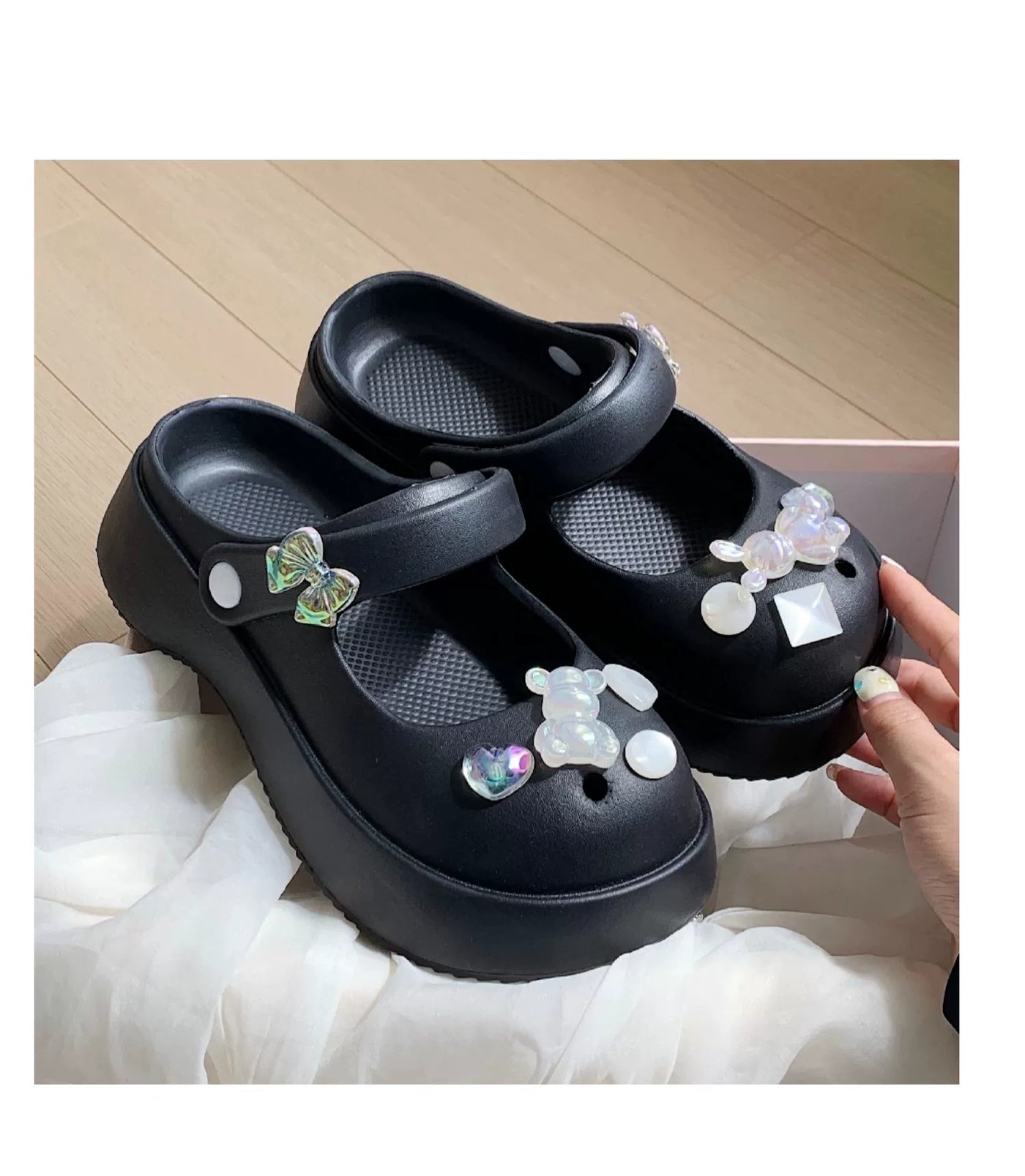 Thin Strip Sweet Rhinestone Mary Jane Sandals Fairy Style Fashion Summer Outwear Holiday Sandals Hole Shoes