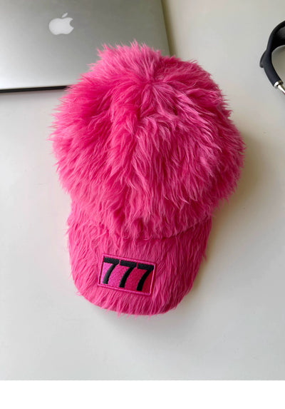 2024 K-style Ins Style 777 Color Embroider Plush Peaked Cap Female Street Baseball Cap Y2g Sexy Trendy