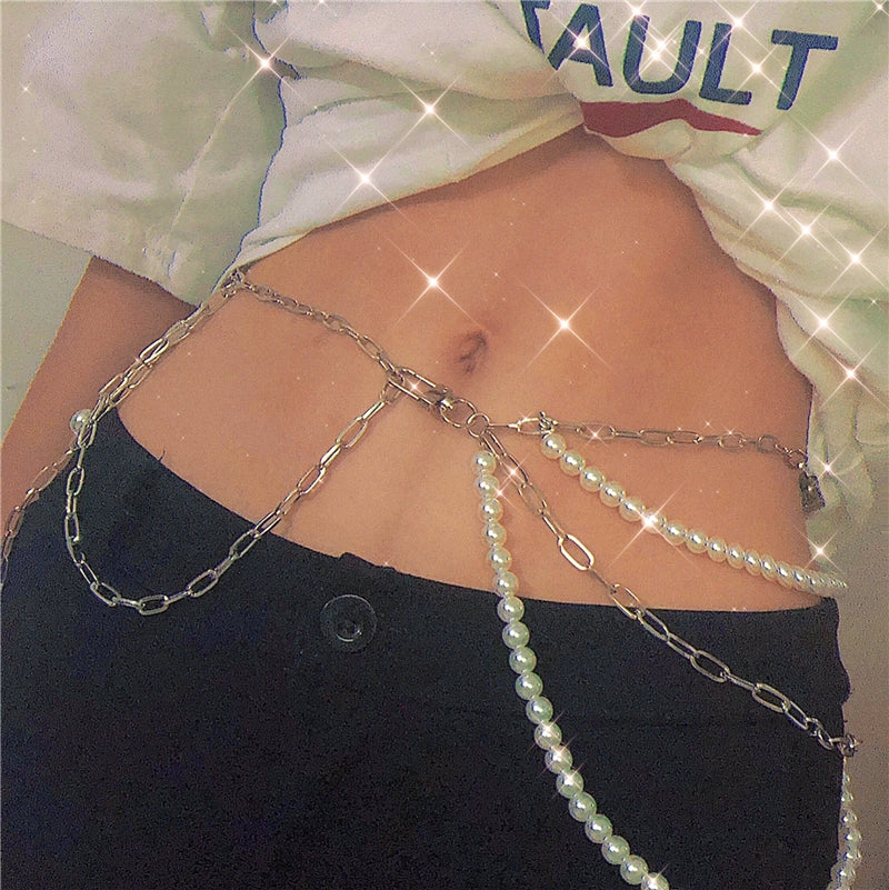 Yk2 Hot Girls Wearing Disco Dancing Fairy Ins Metal Chain