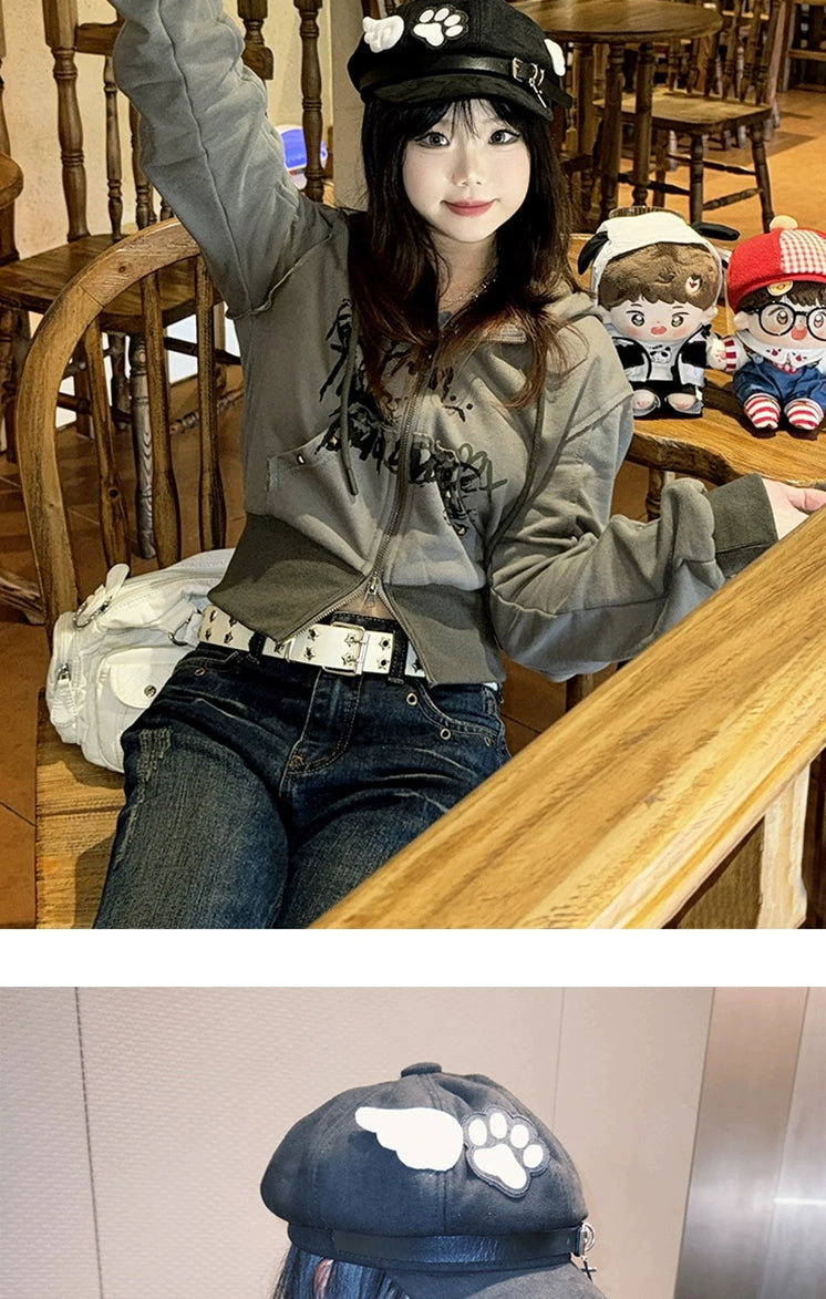 Y2g Punk Subculture Niche Design Painter Cap Children's Autumn and Winter Sweet All-Match Make Your Face Look Smaller Beret Fashion