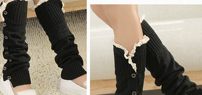 Women's Lolita Autumn Japanese-Style Wool Button Socks
