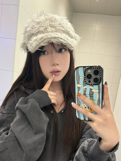2024 K-style Ins Style 777 Color Embroider Plush Peaked Cap Female Street Baseball Cap Y2g Sexy Trendy