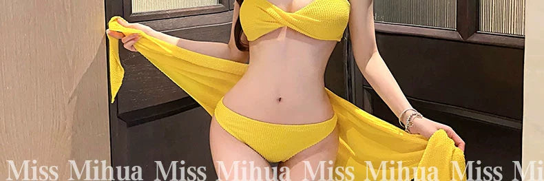 2025 New Swimsuit Women's Ins Style Sexy Separates Bikini Sexy Push up Three-Piece Vacation Women's Swimsuit