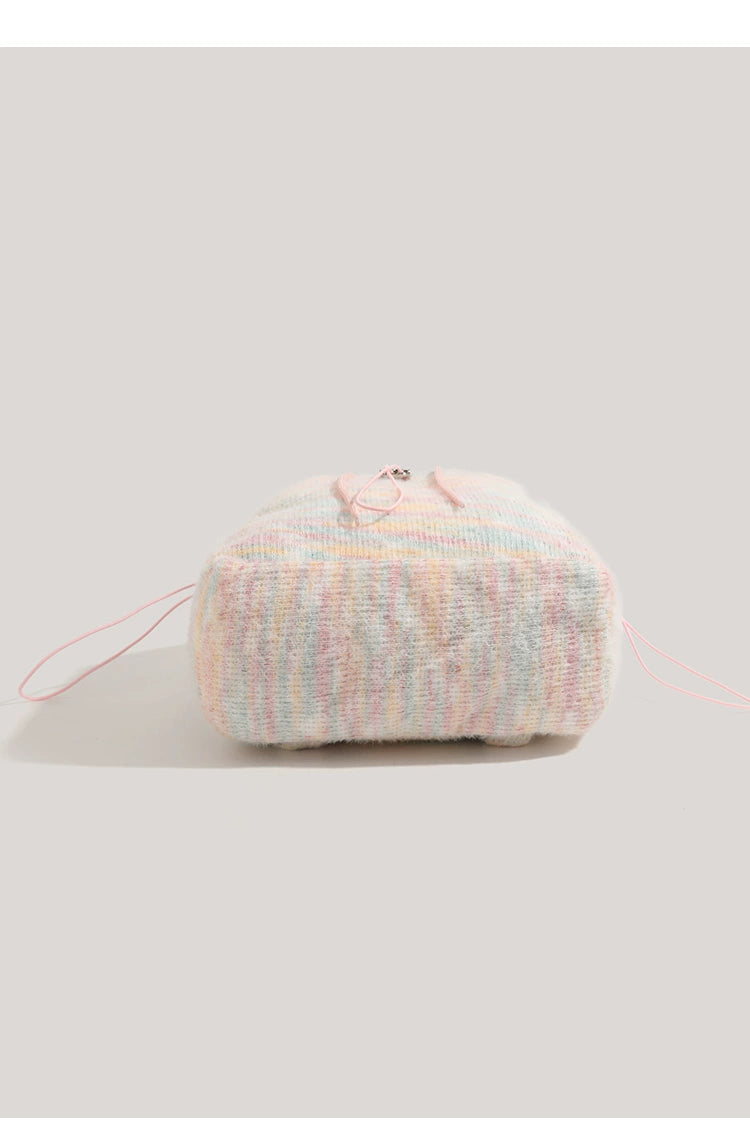 Miearvl Kgds Y2g Millennium Pink Rainbow Backpack 2023 New Large Capacity Woolen Tote Bag