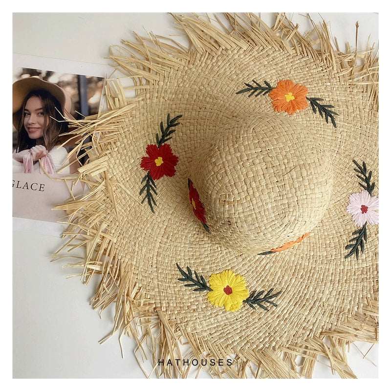 Original Raffia Women's Sun Hat Raw Brim