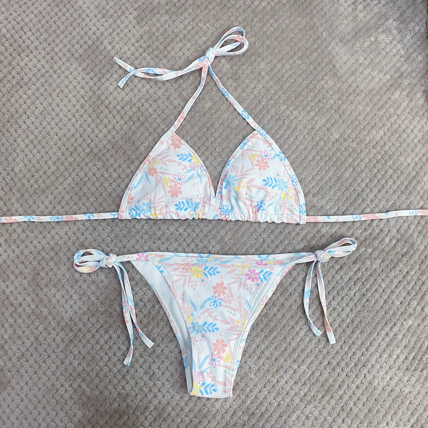 Print Tube Top Bikini Strap Three-Point Bikini Surfing Swimsuit Female Sexy Sanya Vacation Swimwear