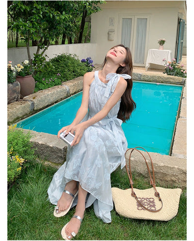 Lazy Vacation Style Dress Summer Elegant Halter