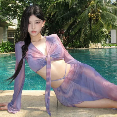 Women's Four-Piece Dress Silm Thin Bikini Swimsuit