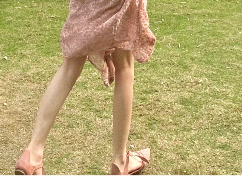 Beach Dress Women's Seaside Vacation Super Fairy French Pink Leopard Print Sling Dress Super Nice Unique Beautiful Dress