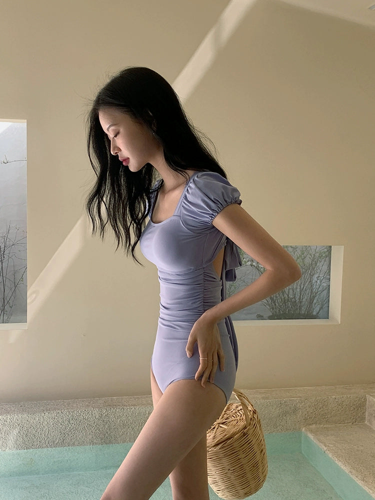 Big Fisherman Open Back Triangle One-Piece Hot Spring Vacation Swimsuit
