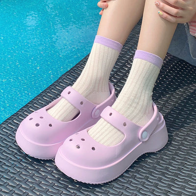 Thin Strip Sweet Rhinestone Mary Jane Sandals Fairy Style Fashion Summer Outwear Holiday Sandals Hole Shoes