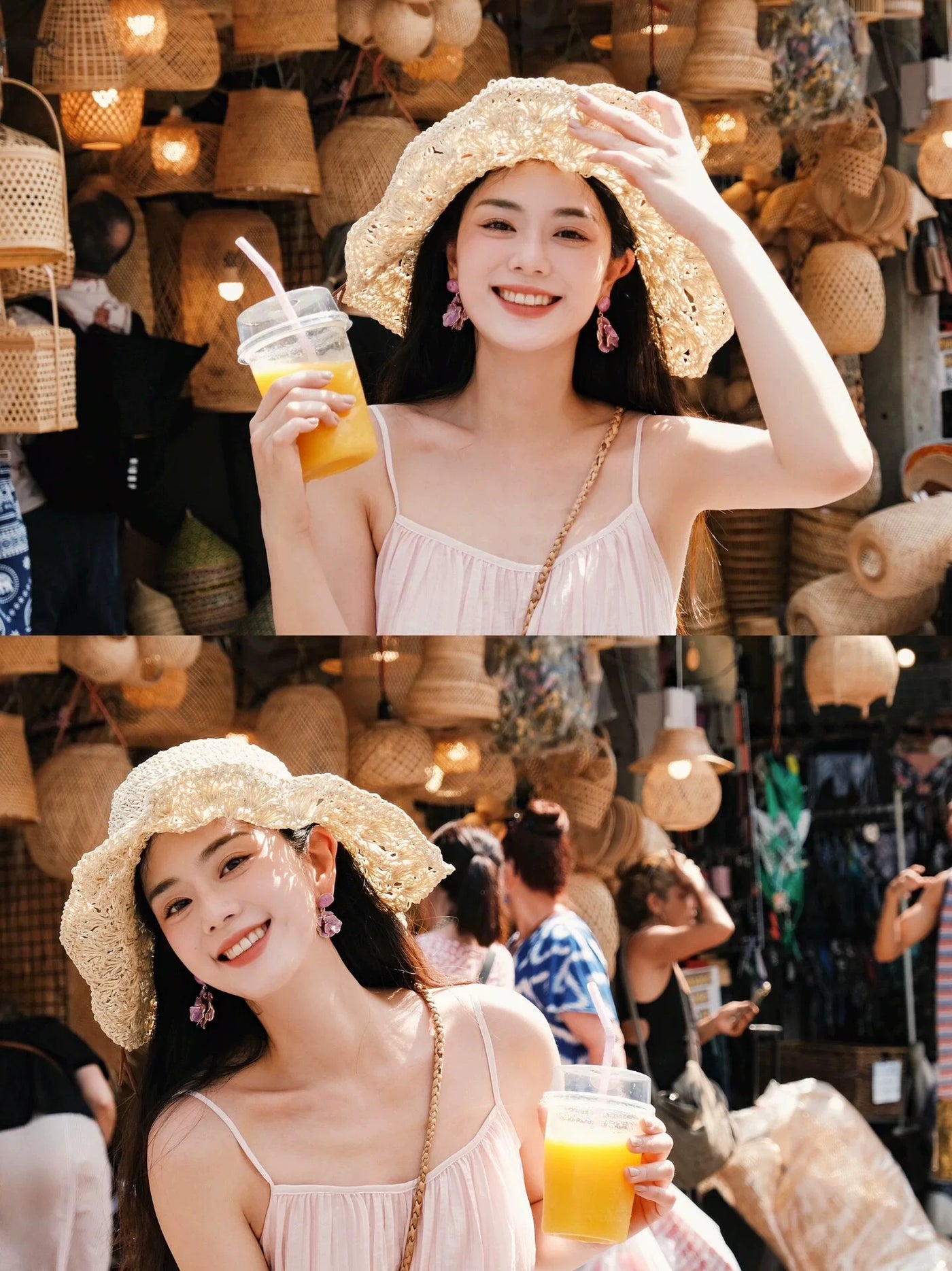 Women's Summer Outdoor Sunshade Foldable Bow Straw Hat