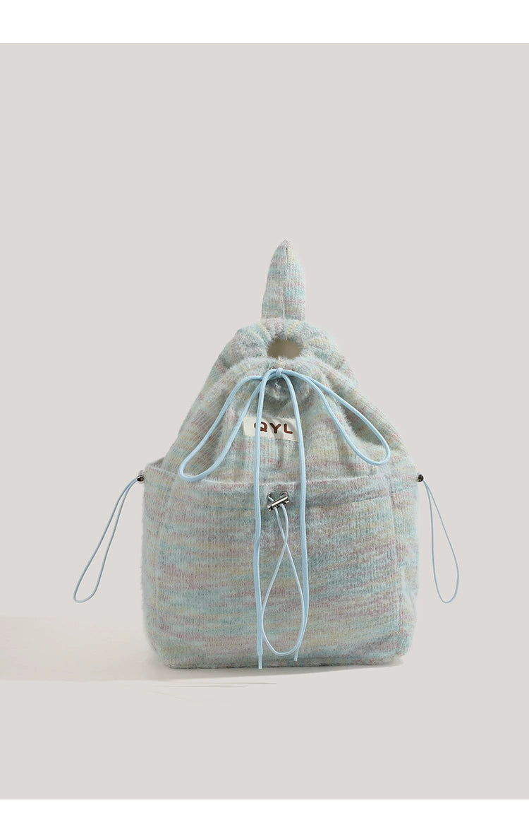 Miearvl Kgds Y2g Millennium Pink Rainbow Backpack 2023 New Large Capacity Woolen Tote Bag