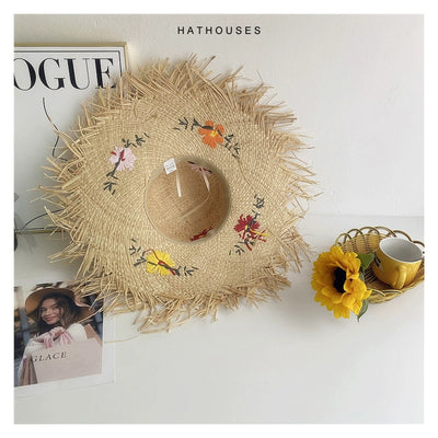 Original Raffia Women's Sun Hat Raw Brim