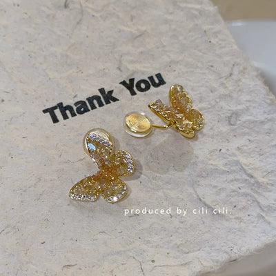 Niche Style Crystal Butterfly Vacation Style Mosquito Coil Ear Clip