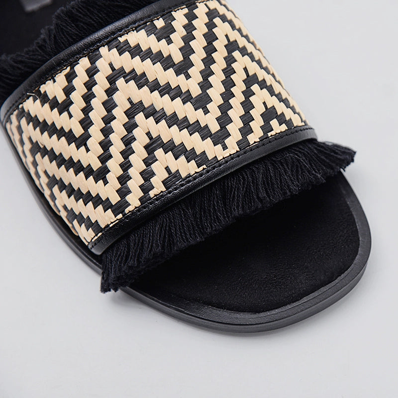 Summer Fashion Casual Flat Woven Tassel Sandals