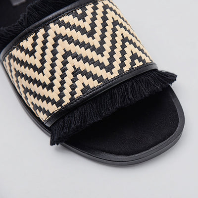 Summer Fashion Casual Flat Woven Tassel Sandals