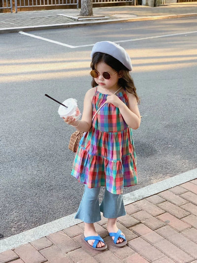 Summer Girls Flared Pants Baby Fashionable Overall Dress