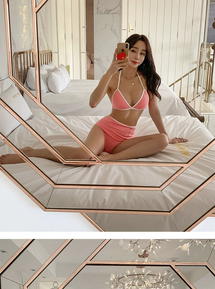 South Korea Separates Swimsuit Female Online Influencer Sexy Bikini Slim Looking Belly Covering Ins Style High Waist Student Vacation Swimsuit