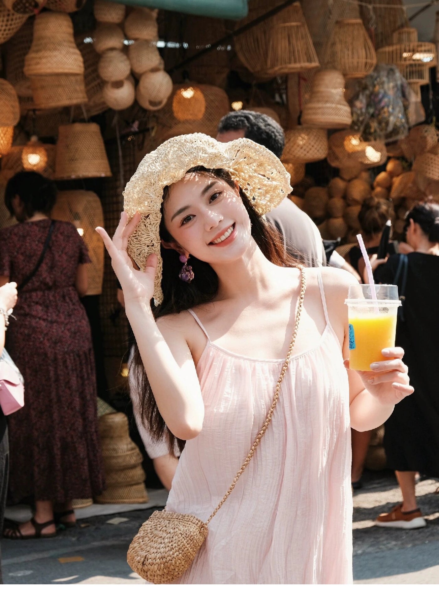 Women's Summer Outdoor Sunshade Foldable Bow Straw Hat