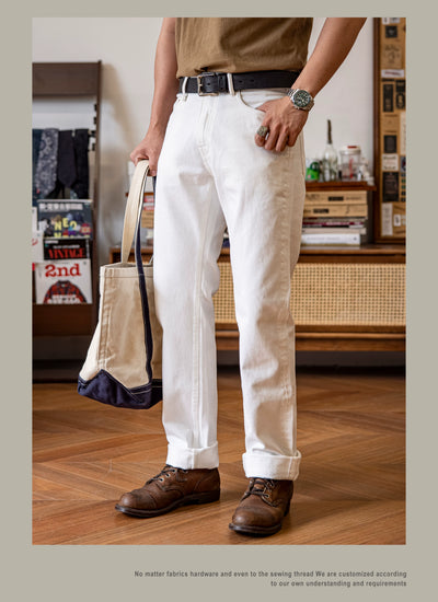 710-0003 Heavy Weight Indigo Selvage Washed 14oz Pants Sanforized Thick Raw Denim Jean Red Tornado