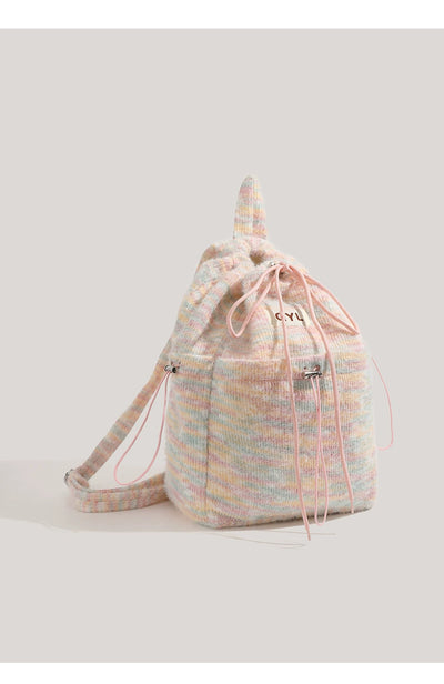 Miearvl Kgds Y2g Millennium Pink Rainbow Backpack 2023 New Large Capacity Woolen Tote Bag