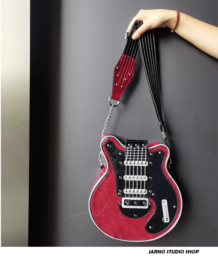 2024 Stylish Creative Y2g Sexy American Retro Guitar Shape Bag Bass Cartoon Backpack Messenger Bag Female Trendy Bag