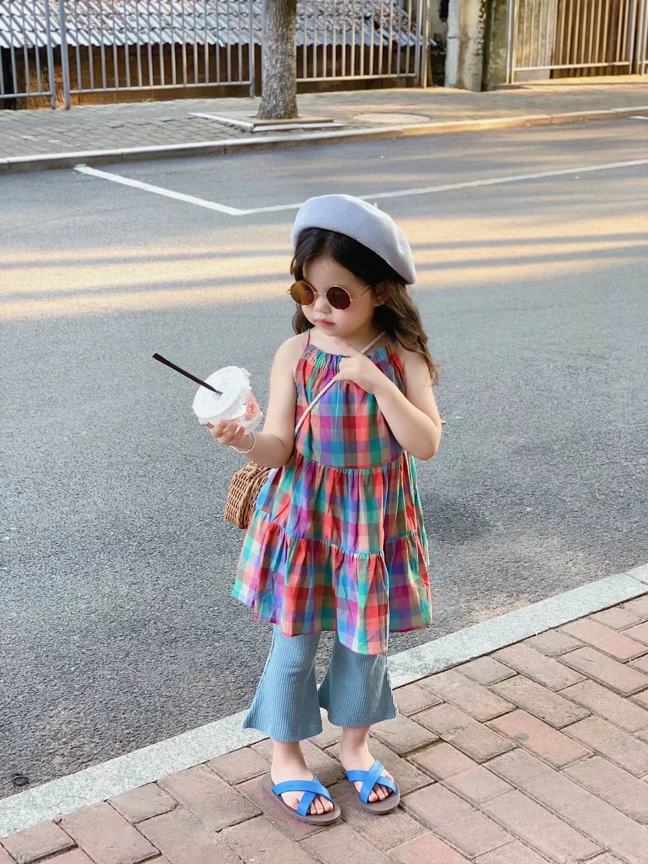 Summer Girls Flared Pants Baby Fashionable Overall Dress
