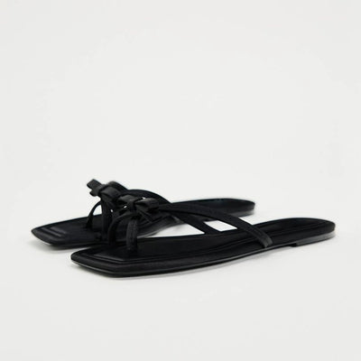 Flip Toe Flats Vacation Style Slippers Outwear Bows